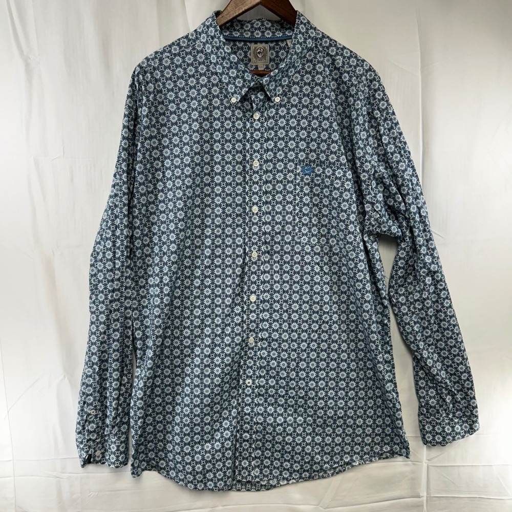 Cinch Button Down Shirt Mens XXL Blue Geometric Medallion Print MTW1105628